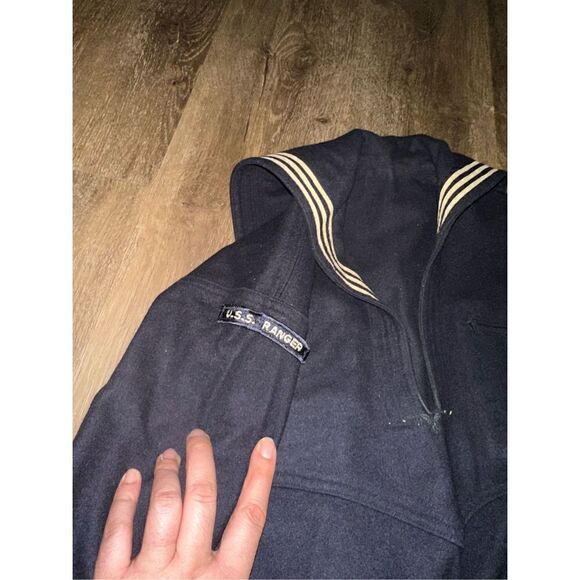 Vintage Military Wool USS Ranger Enlisted Top and Pants Navy Wool Wide Leg Sz 30 - Picture 4 of 15